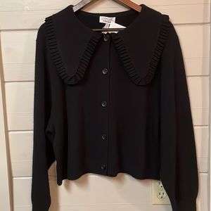 & Other Stories Black Cardigan with Pleated Collar